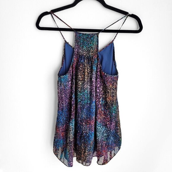 Rebecca Taylor Multicolor Metallic Ruffle Silk Boho Tank Top - Picture 9 of 11